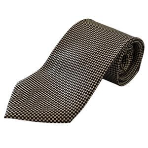 Ashford & Brooks London Silk Tie 60x4" Black Gold Check Classic Handmade